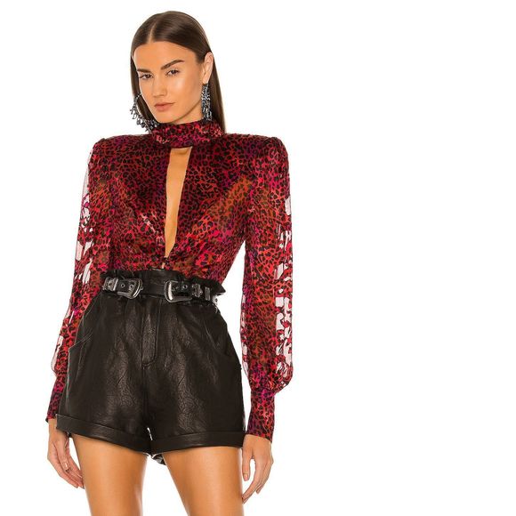 NEW Size XS DUNDAS x REVOLVE Hendrix Top in Two Tone Leopard REVOLVE MSRP $248 - Picture 1 of 9